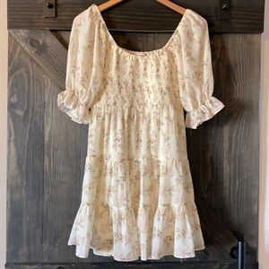 Puff Sleeve Mini Ruffle Dress